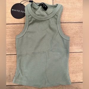 White Fox Ribbed Tank Top